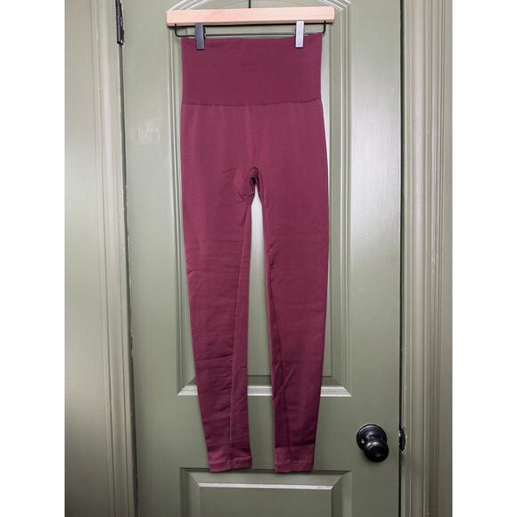 NWT Wolford Wonder Leggings & Workout Top Sleeveless Set Port Royale Burgundy XS - Picture 2 of 10